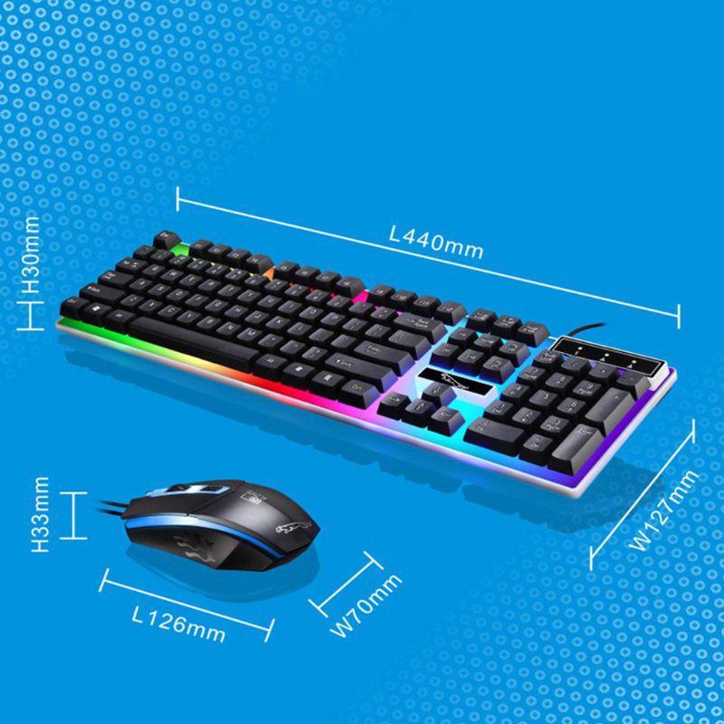 USB Charging Light Keyboard and Mouse Kit Rainbow LED Gaming Equipment for PS4