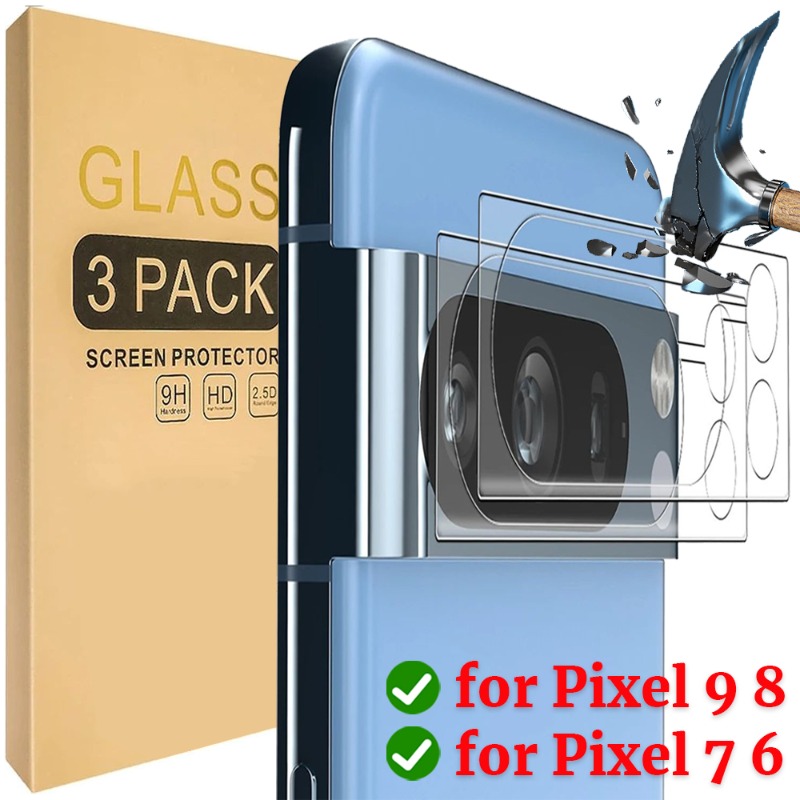 3–1 Stück Kameraobjektiv-Hartfolien für Google Pixel 9 Profi XL Pixel 8Profi 7 6A, kratzfeste Kamera-Displayschutzfolien aus gehärtetem Glas