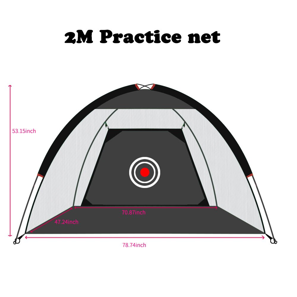 1set Indoor Outdoor Golf Practice Net Golf Hitting Cage Garden Grassland Practice Tent Golf Training Equipment Golf Accessories: 2M Black