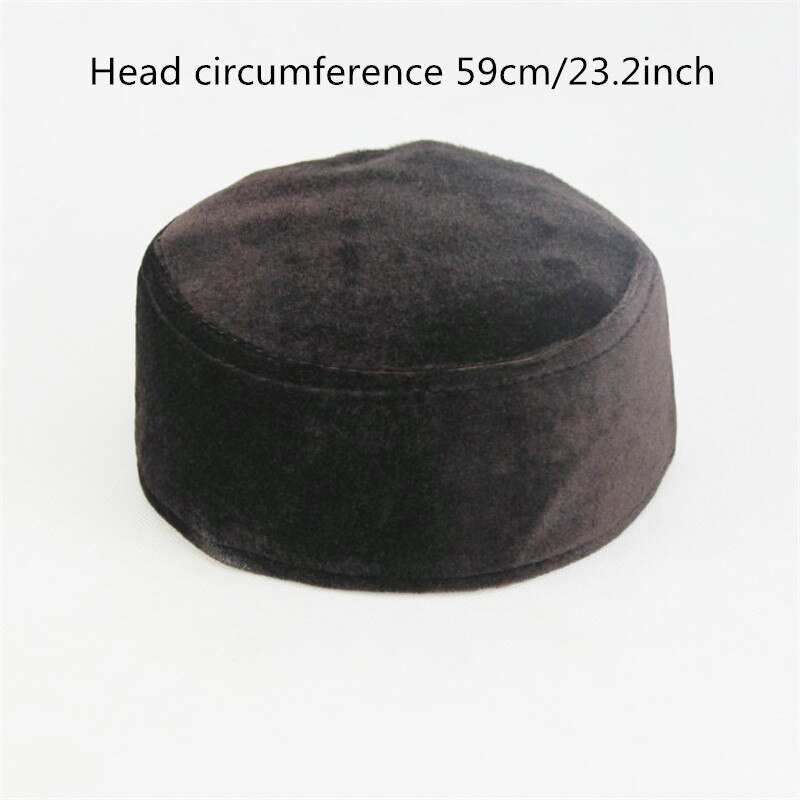 Chapeau Musulman en velours pour hommes, chapeau de prière d&#39;hiver, couvre-chef islamique, casquette Hijab arabe: 4