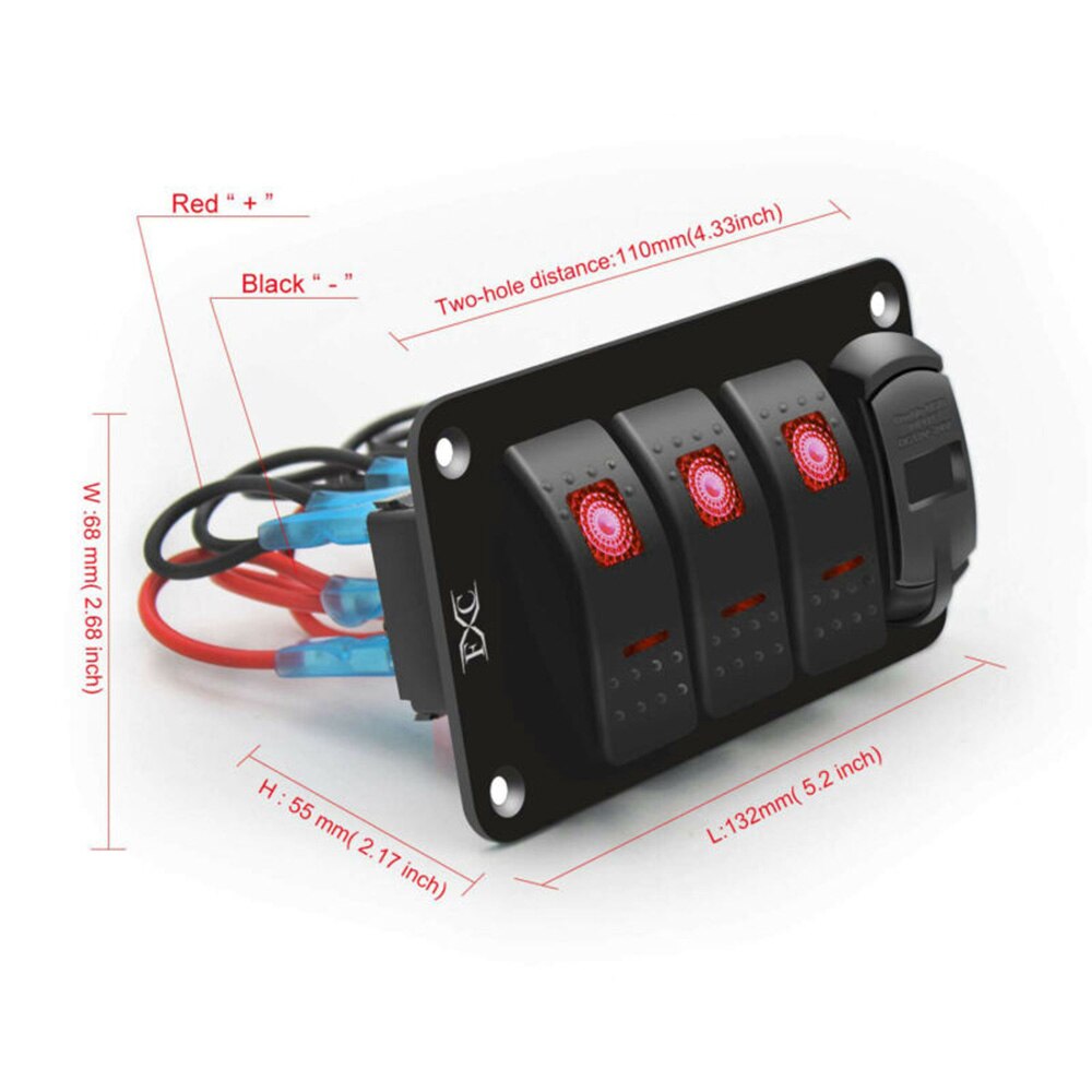 4 Gang Switch Panel Accessory Rocker Water-Resistant Enclosed Rocker Switch