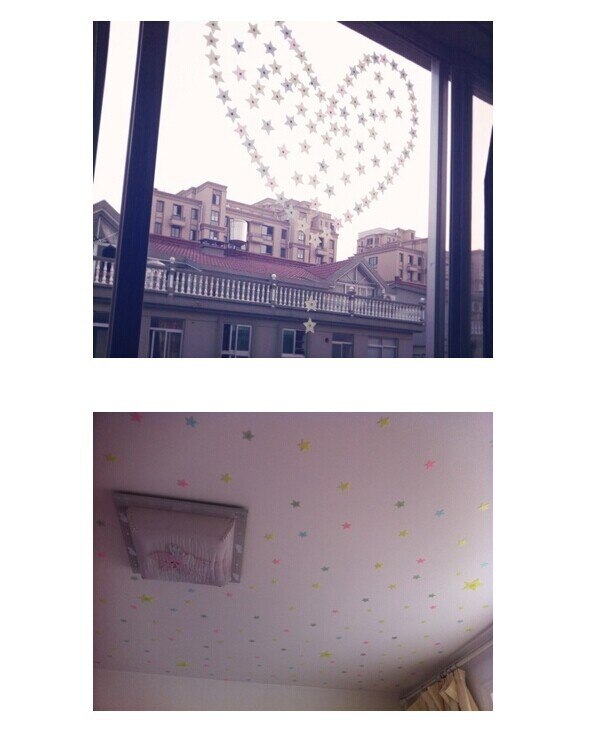 Vendita calda 100 ps/Borsa Parete Della Decorazione Della Casa di Plastica Luminosa Artigianato stella Adesivi incandescenza in il buio di trasporto libero