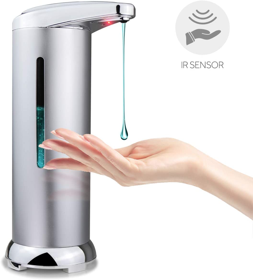 Automatic Stainless Steel IR Sensor Touchless Liquid Soap Dispenser for Kitchen Bathroom Home Silver Eco-Friendly Dispenser: Default Title