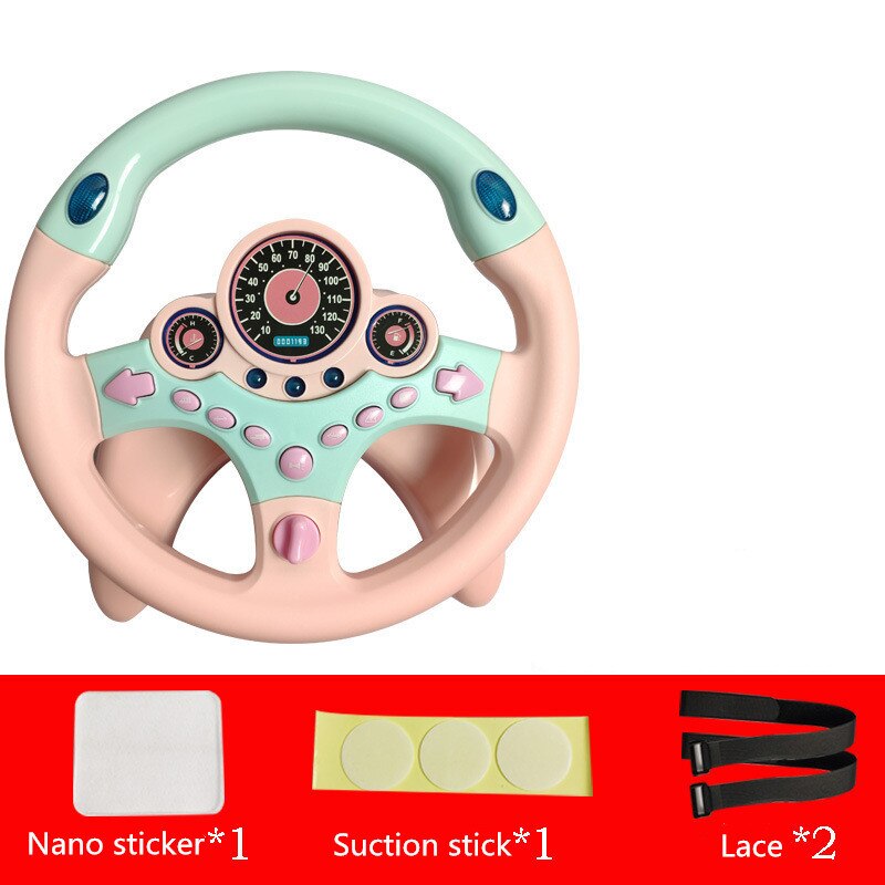 Volant copilote pour enfant, jouet éducatif pour bébé, Simulation du son et de la lumière, jouet de direction, voiture pour enfant en âge préscolaire,: Pink