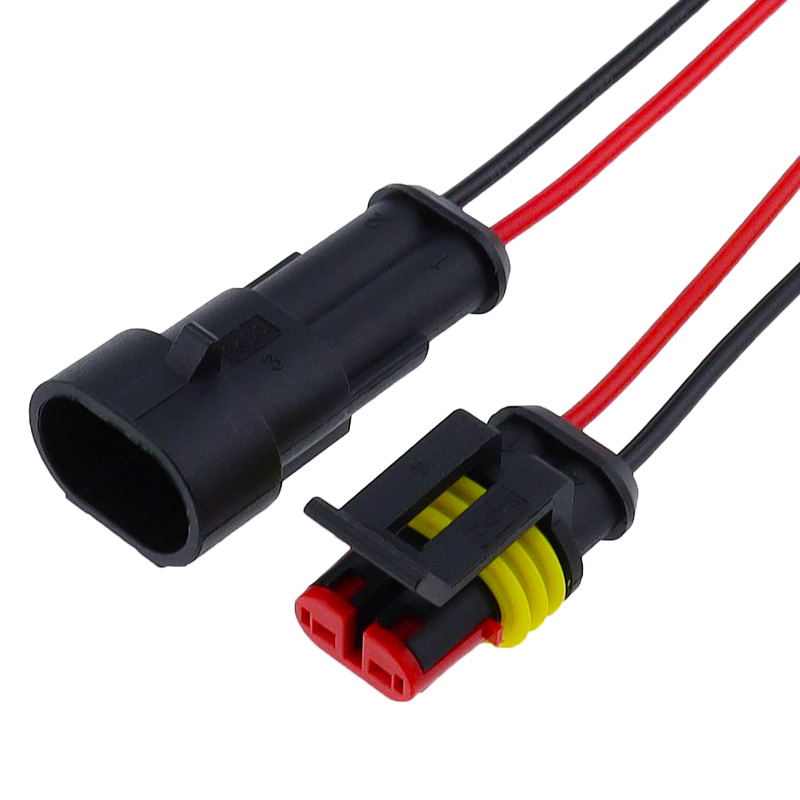 2-poliger, versiegelter, wasserdichter Steckverbinder-Steckersatz für elektrische Leitungen mit Kabel