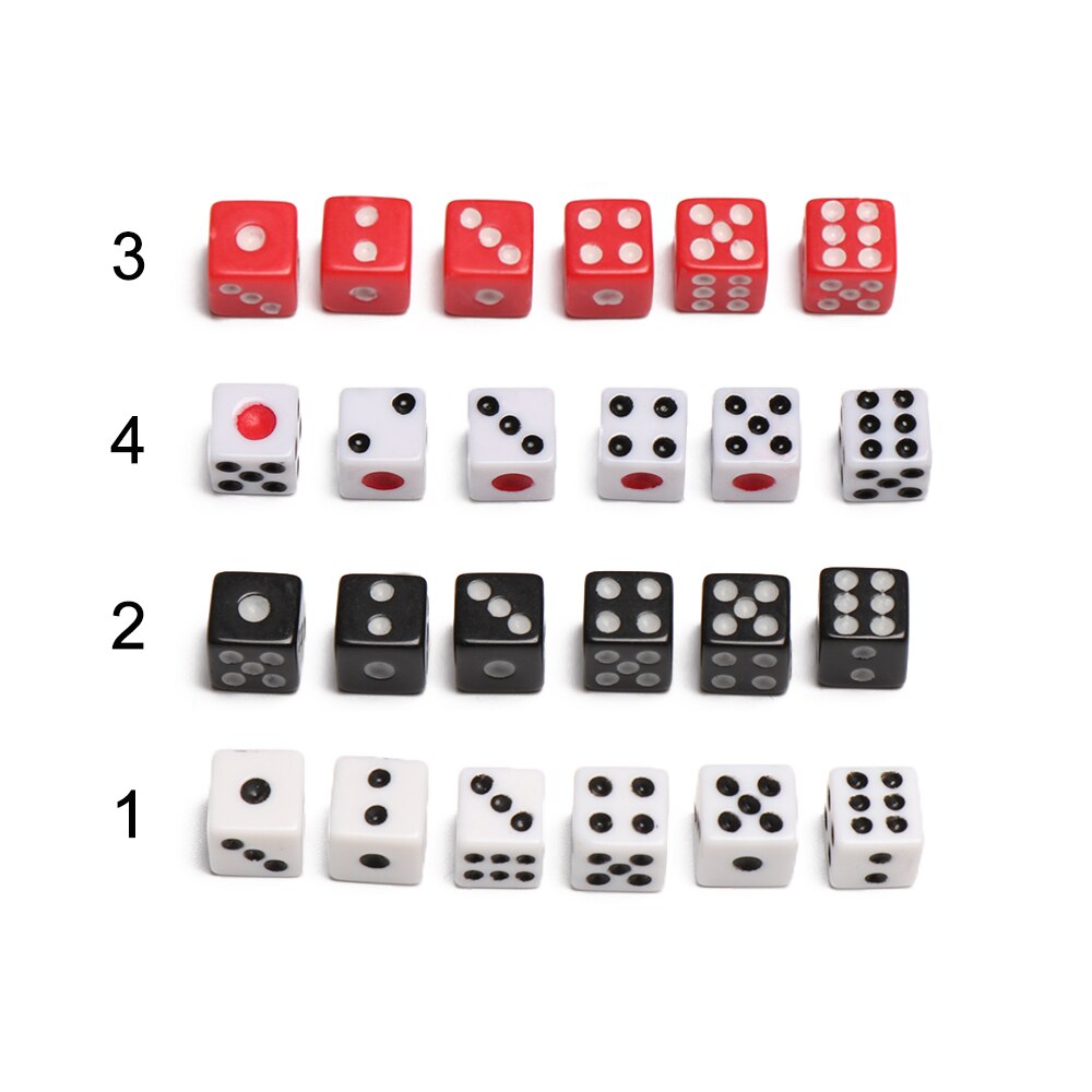 50 Stks/zak Dices 8Mm Plastic Gaming Dobbelstenen Standaard Zes Zijdige Beslisser Board Game Verjaardagsfeestjes Entertainment Tool
