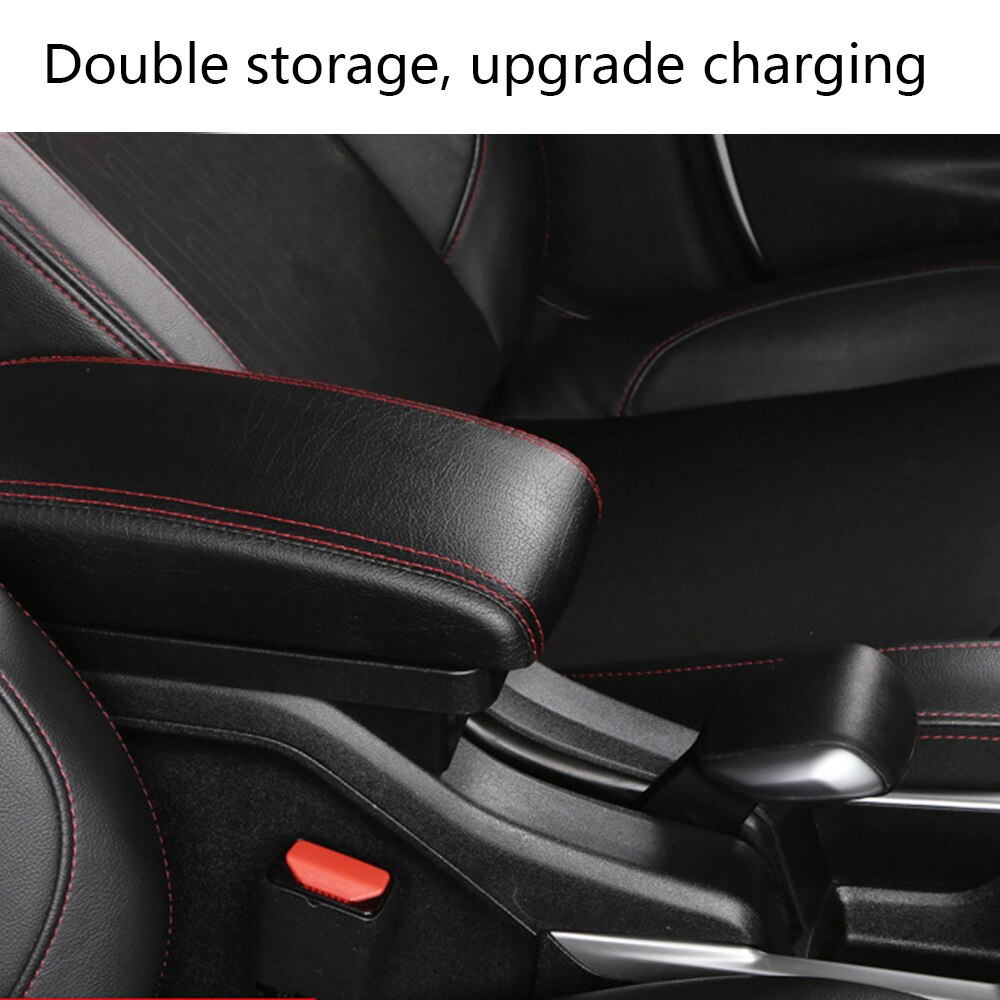 Auto Armsteun Box Armleuningen Leather Center Double Layer Opbergdoos 3 Usb Compatibel Met Peugeot