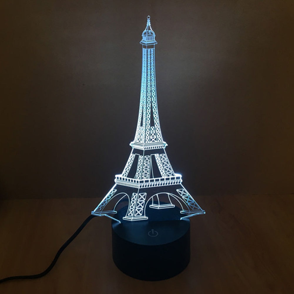 TAMPROAD Creatieve 3D Illusion Lamp LED Nachtlampje 3D Eiffeltoren Acryl Verkleuring Sfeer Tafellamp Verlichting