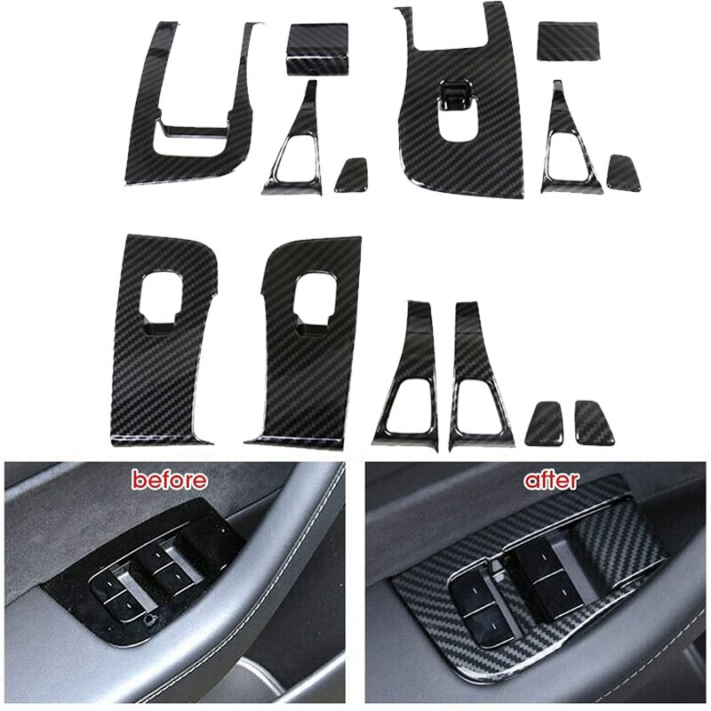 Bouton de commutateur de fenêtre de voiture boutons décoratifs cadre couverture garniture autocollant fenêtre interrupteur couverture pour Tesla modèle 3