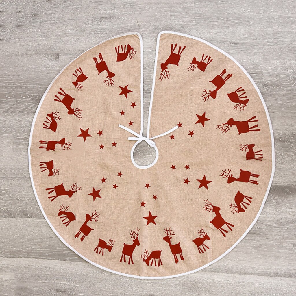 Adorno de Navidad Lino estampado cerveza árbol de Navidad decoración de falda roja redonda para Año Hogar vacaciones decoración de: B