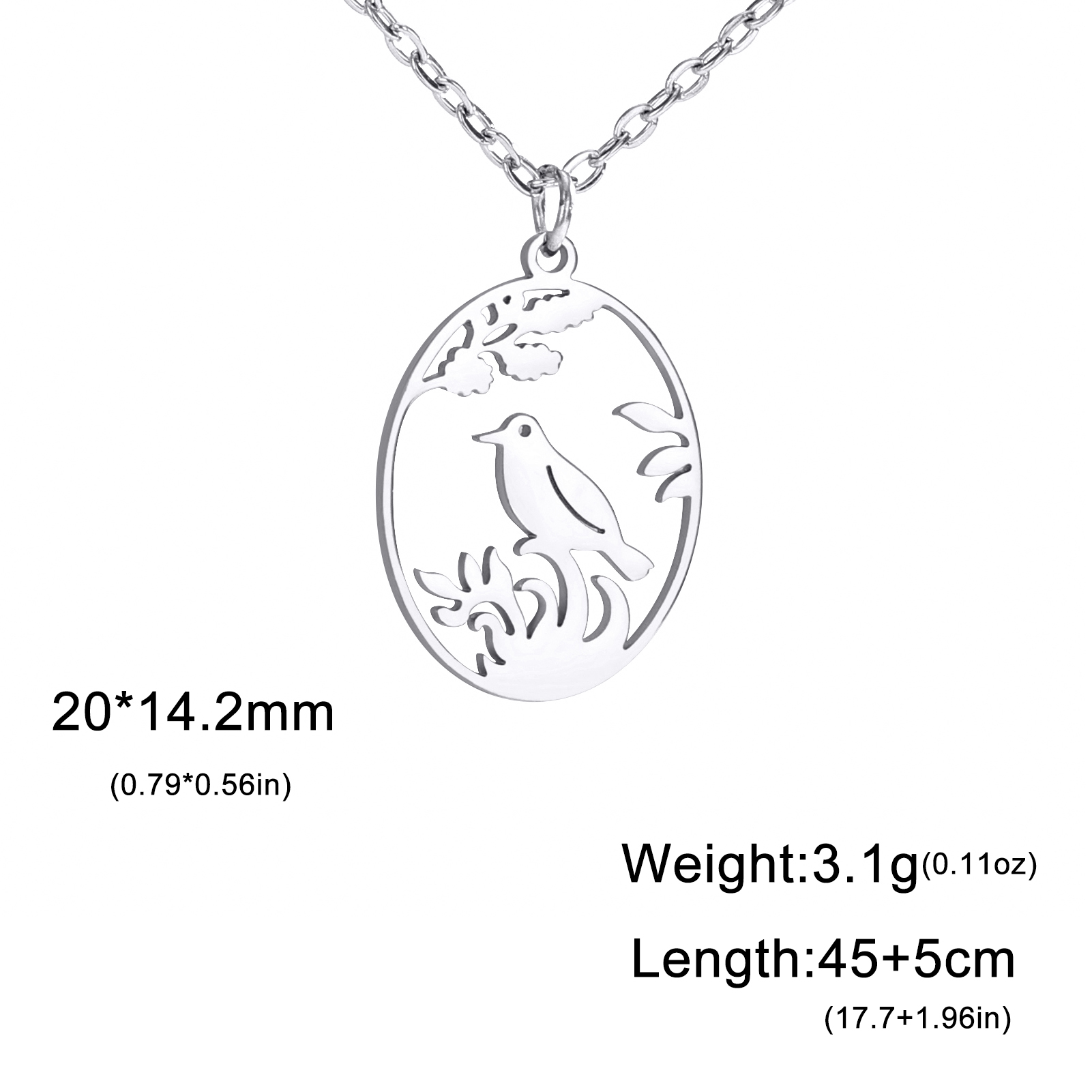 Roestvrijstalen Holle Ellips Dieren Hangers Ketting Meisjes Mode Schattige Konijn Vogels Serie Ketting Ketting Sieraden Voor Vrouwen: Silver Plated