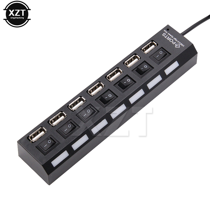 Koncentrator USB 4/7/12 portów Adapter USB 2.0 Hub Multi USB Splitter 2.0 Hab 3 Hub 2.0 Multiple USB USB-Hub Card Reader For PC: Niebieski