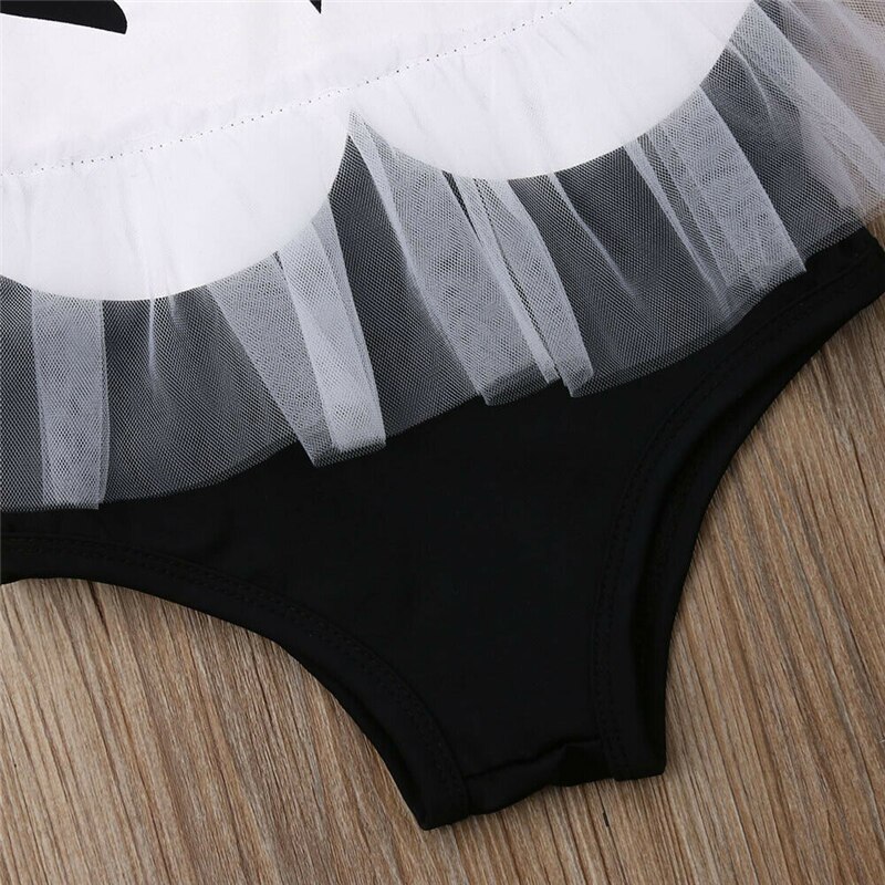 Summer Kids Girls Swimwear Swan Print Swimming Lace Kids Bathing Suit Bikini Swimsuit Girls One Piece Swimwear Children Swimsuit