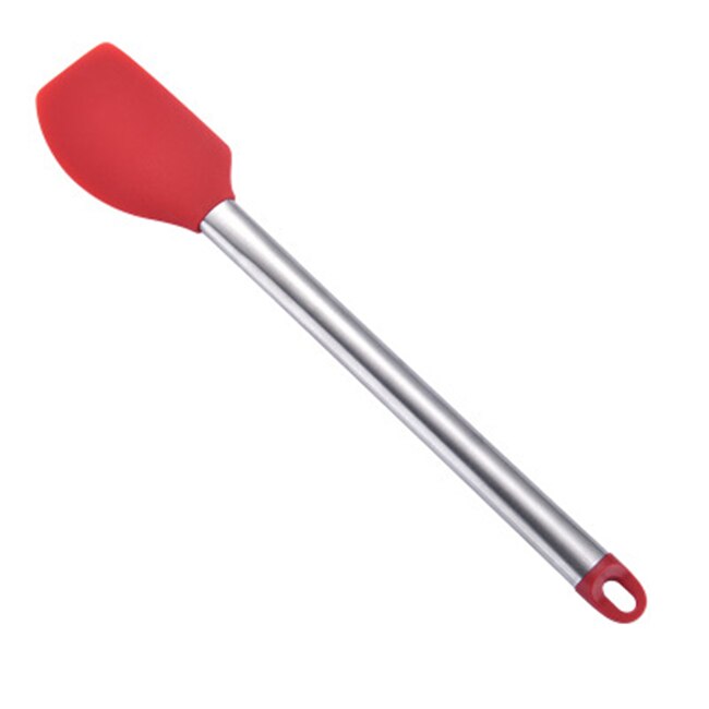Stainless Steel+Silicone Cooking Utensil Kitchen Tools Turner Soup Spoon Strainer Pasta Server Egg Beater Spatula Food Tongs Red: Scraper Red