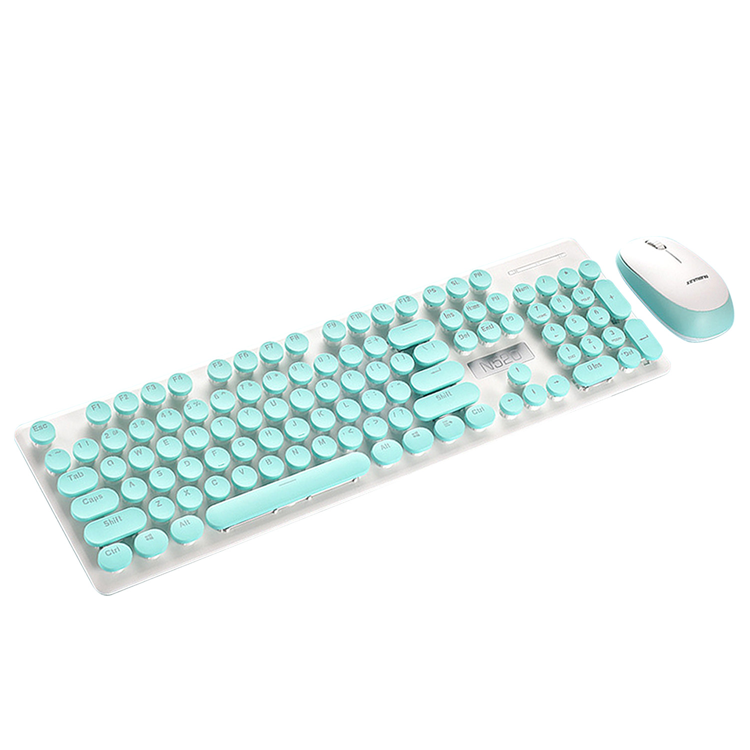 Ääninen retro kirjoituskone tyyli langaton 104 näppäintä näppäimistö näppäimistö näppäimistö söpö hiiri pc pöytätietokone kannettava kotitoimisto: Vihreä