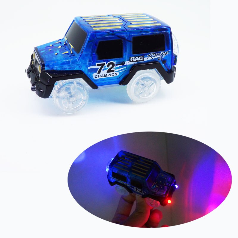 Kitoz Mega Set Track Glow In The Dark Led Licht Auto Bocht Flexibele Kleurrijke Slot Racetrack Accessoire Tunnel Speelgoed Voor jongen Kid: blue LED jeep
