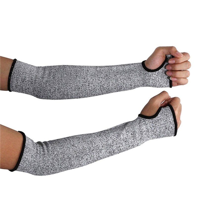 1Pc Level 5 HPPE Cut Resistant Anti-Puncture Work Protection Arm Sleeve Cover: Thumb opening 30cm