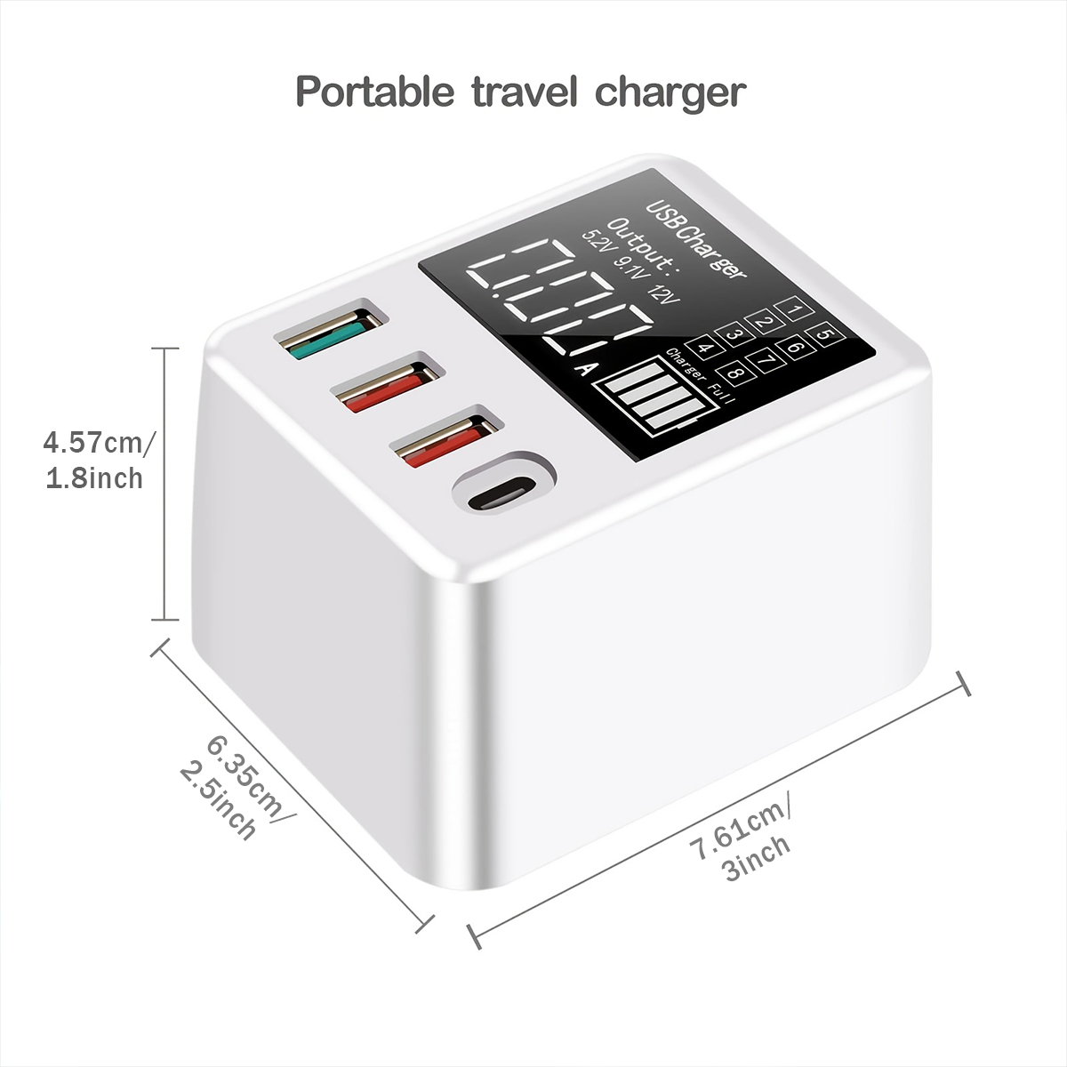 40W 4-poorts USB C-laadstation voor meerdere apparaten, PD 20W snellader en QC 3.0 voor Apple en andere USB-apparaten Wit