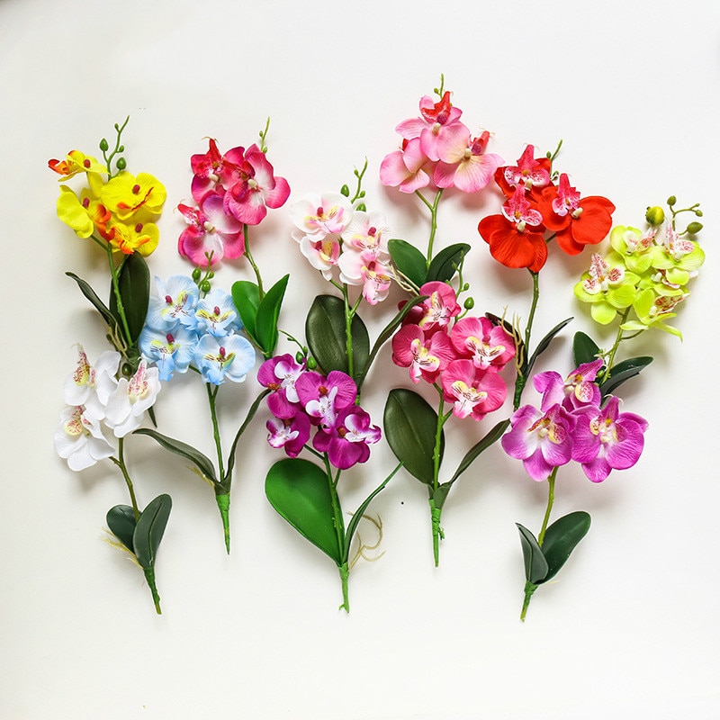 Fleurs d'orchidées papillons artificielles, 3/4/5 têtes, pour décorer la maison et le jardin, ornement de chambre à coucher de bureau, Table de bureau, bonsaï