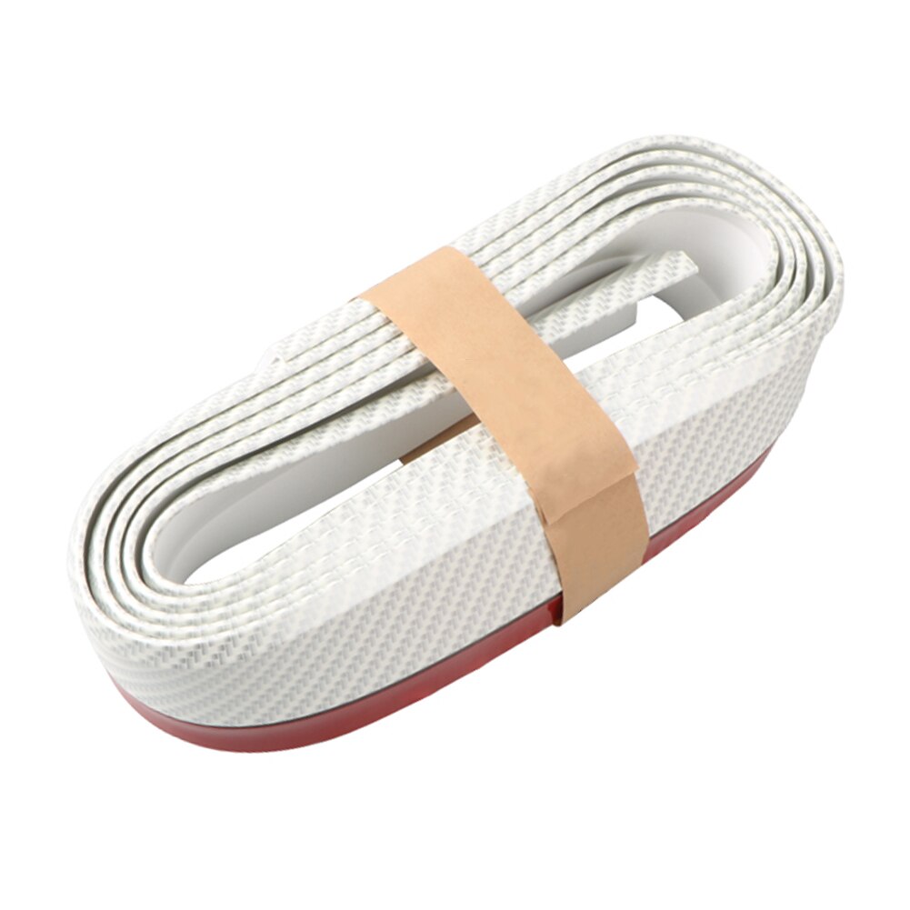 2.5m Universal 3D Rubber Car Auto Front Bumper Lip Protector Carbon Fiber Look Body Kit for Car Safety Protection Accessaries: White