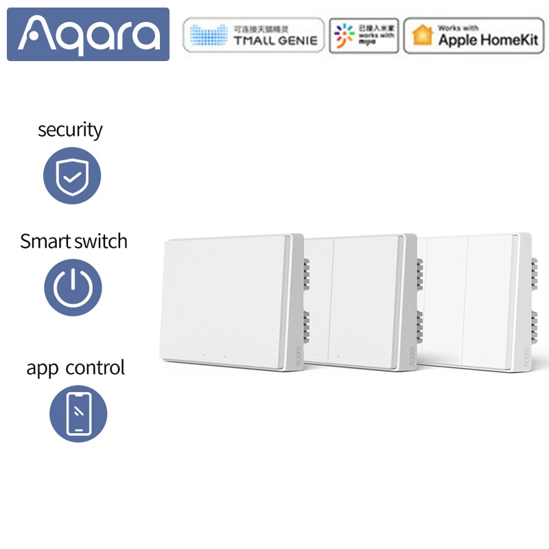 Aqara Mijia Zigbee interrupteur mural intelligent D1 interrupteur de télécommande sans fil Via l'application Smartphone pour Xiaomi Mijia maison intelligente