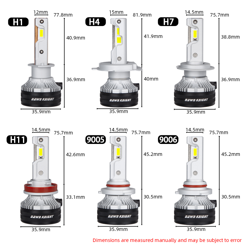 DAWNKNIGHT K7C 4300 K H7 H4 H11 Led Lamp 3 Koperen Buis Led Verlichting Voor Auto H1 HB3 9005 HB4 9006 12 V Led Koplamp Lamp