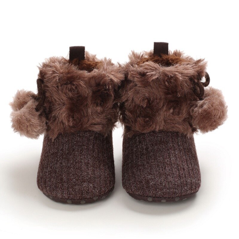 Newborn Baby Winter Boots Baby Girl Boys Winter Warm Shoes Solid Toddler Fuzzy Balls Kid Shoes: DC / S