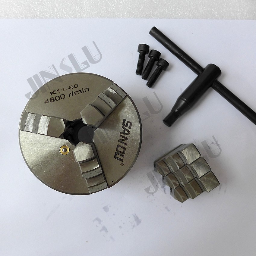 3 Jaws Self-centering Manual Lathe Chuck K11-80 80mm 3'' inch Lathe Accessories