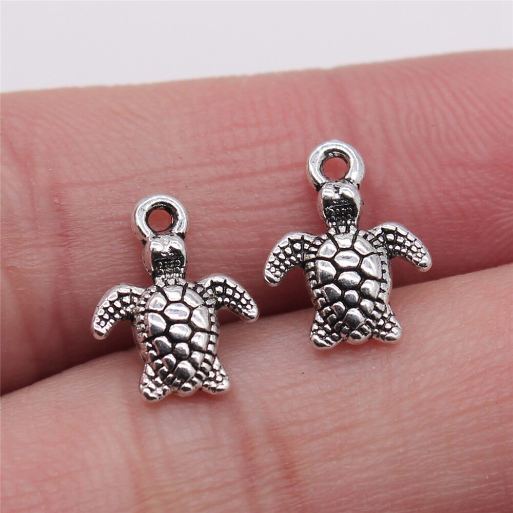 20Pcs Antiek Zilver Kleur 10X13Mm Sea Turtle Charms Hanger Voor Sieraden Maken Diy Sieraden Bevindingen