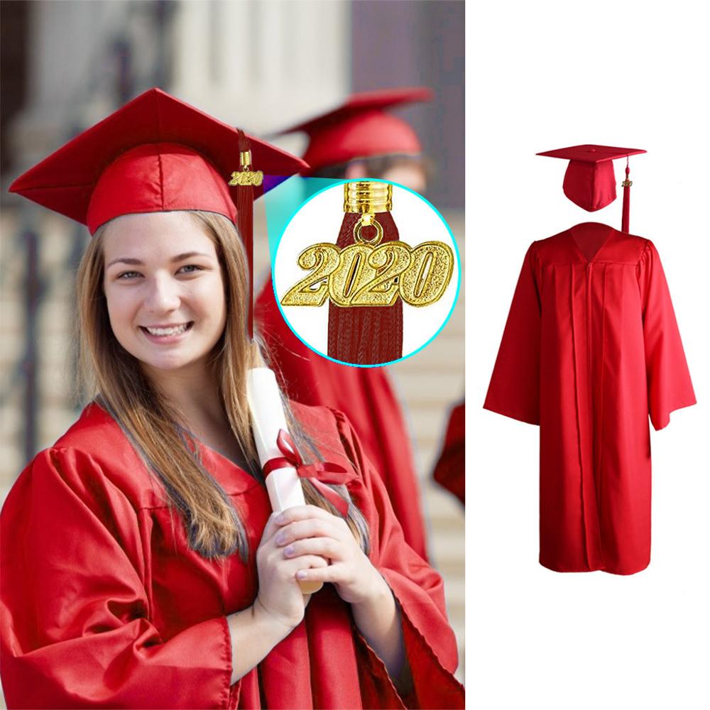 Bachelor Gown Unisex High School Students Adult Graduation Master Bachelor Cap Gown Tassel hat Set Cosplay Costume