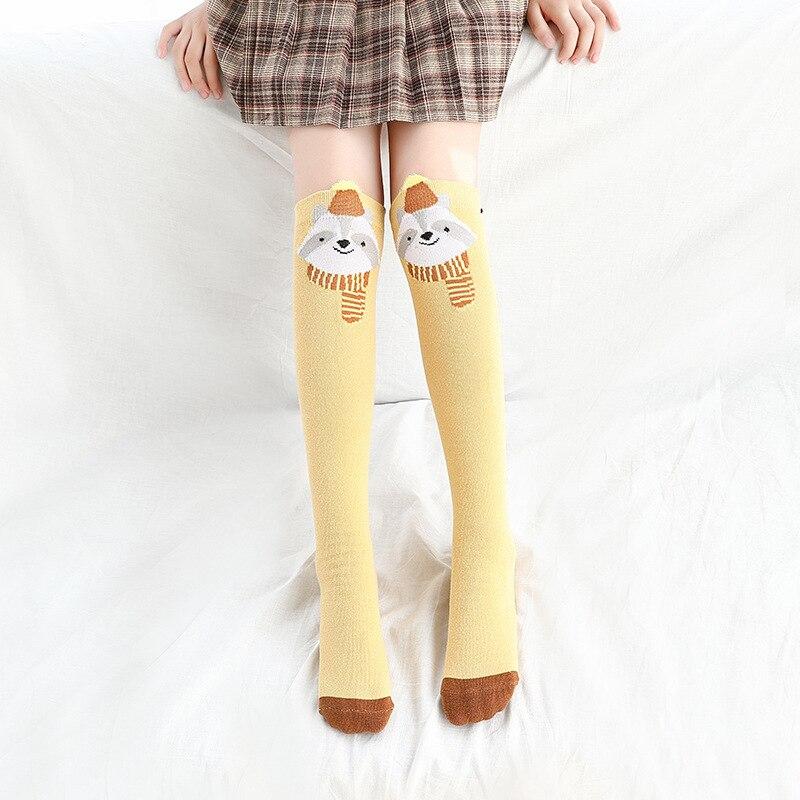 Calzini in cotone morbido per bambina scaldamuscoli al ginocchio calzini per bambini autunno inverno calzini simpatici animali da cartone animato per 2-12 anni: yellow fox