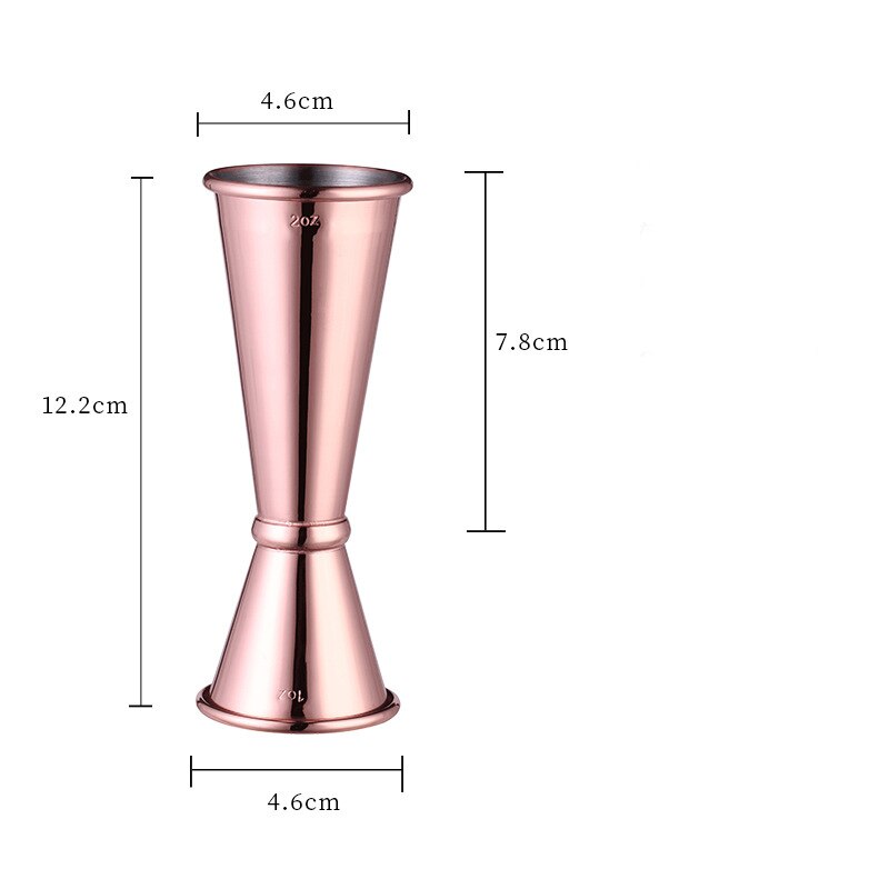 Stainless Steel Double-head Measuring Cup Pouring Measure for Home Hotel Bar Supplies: Rose gold
