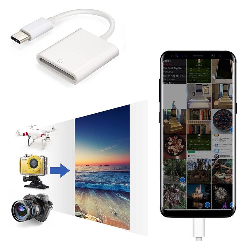 Lecteur de carte mémoire Micro SD OTG, adaptateur de foudre pour Apple Android Samsung Galaxy S8
