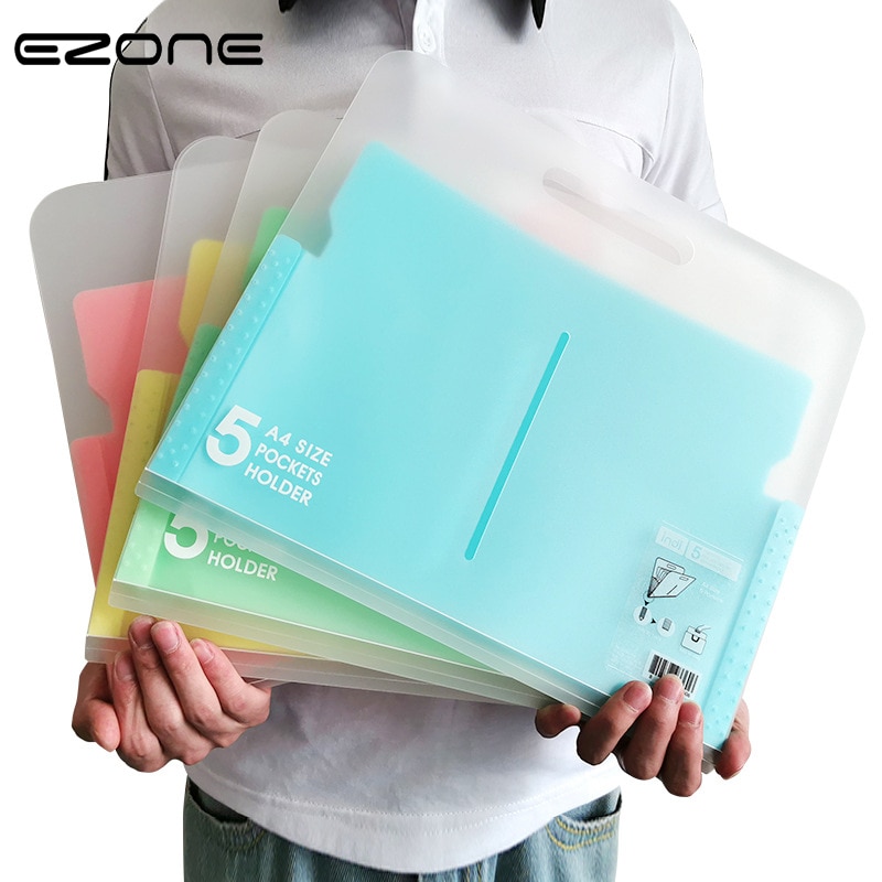 EZONE 5 pochette dossier couleur bonbon expansion portefeuille PP dossier Portable Document sac bureau fichier stockage sac 327*280*30mm