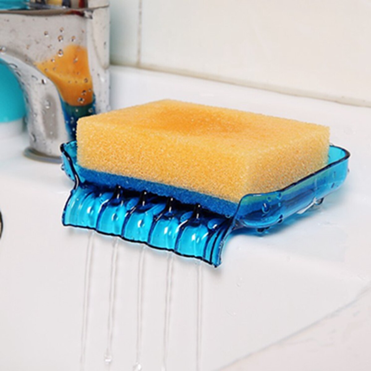 1 pieza de jabón de plástico cascada accesorios de baño caja de jabón de drenaje jabón de ducha drenaje del soporte para esponja de fregadero de cocina
