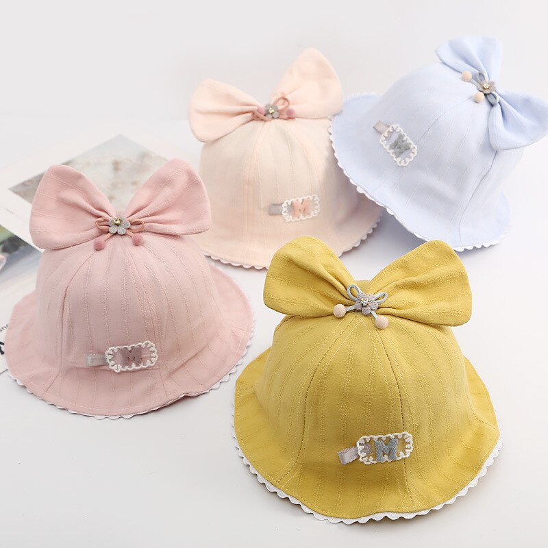 Fiskehatt for barn 1-3 år gammel vår og sommer jente solhatt sløyfe kvinne baby tynn solkrem solhatt bts bøttehatt