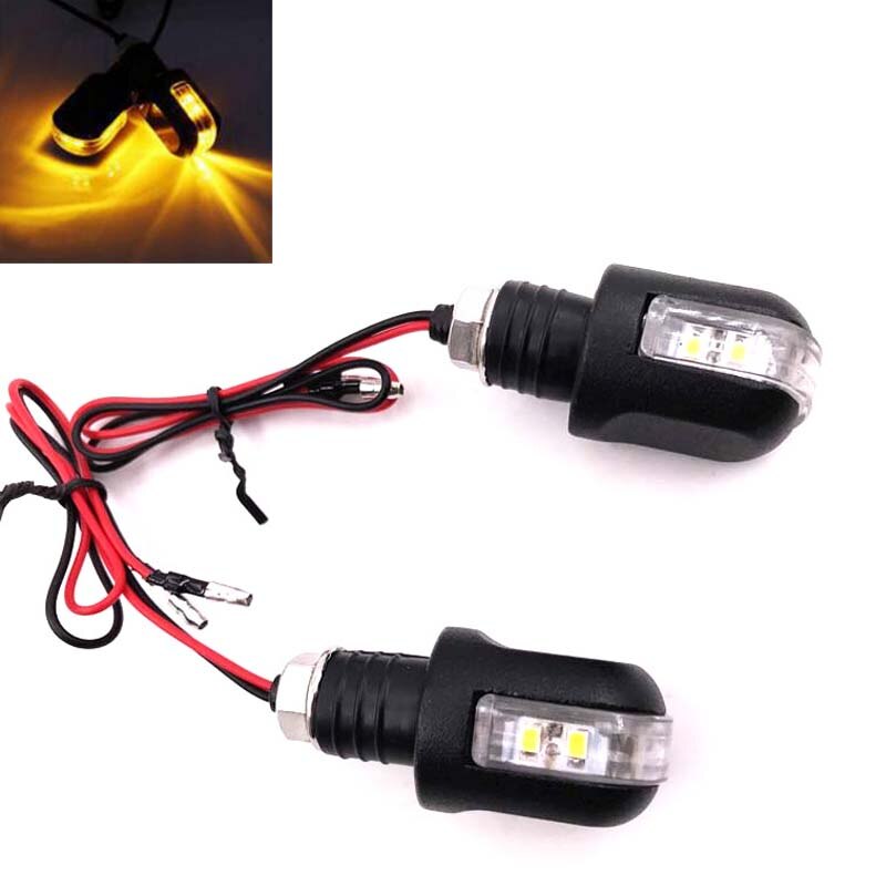 2 Pcs. Motorfiets Led Stuur Richtingaanwijzer Geel Universal 22Mm Blinker Stuur Blinker Side Marker