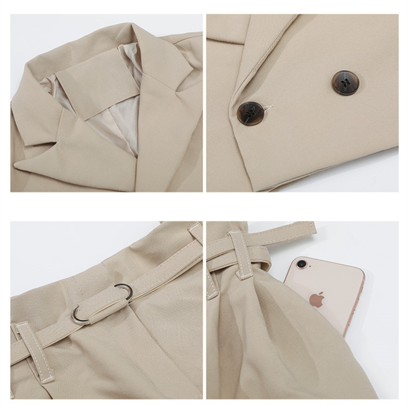 Meisjes Blazer Suits Kleding Sets Lente Herfst Kids Crop Jassen + Broek Met Riem Solid Formele Tiener Casual Outfits