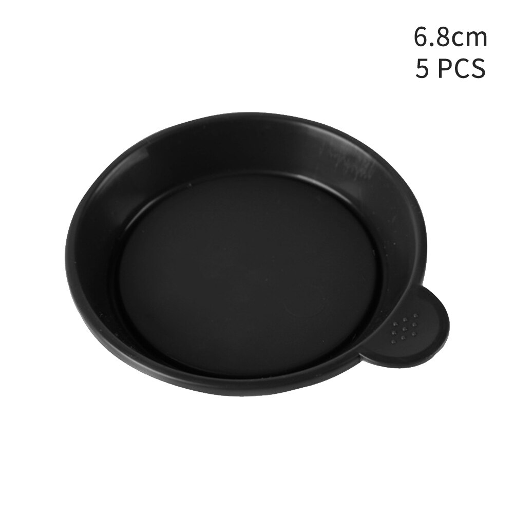 5pcs Solid Indoor Outdoor Round Flower Pot Home Garden Balcony With Handle Waterproof Durable Container Drip Tray Plant Saucer: Black 6.8cm
