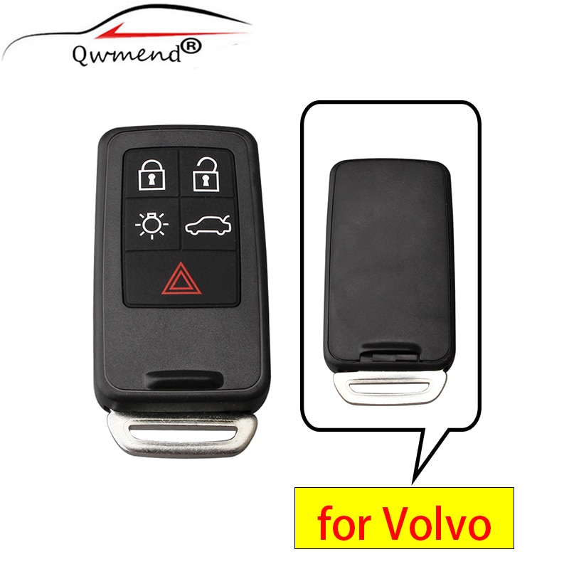 QWMEND for Volvo Shell 5 Buttons Replacement Car Remote Key Fob Case for Volvo XC60 XC40 S90 V40 XC70 V70 S40 V50 Car Key Cover