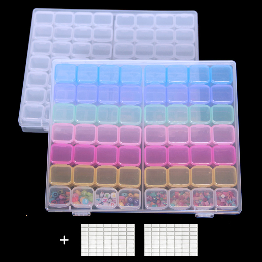 Transparent Thread Box Household Sewing Thread Storage Box Suitcase Container Craft Spool Storage Box with tools Accessories: 56white and color