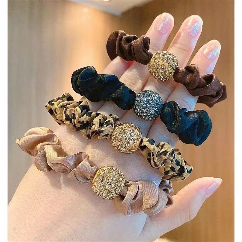 Koreanische Strass Dickdarm Ring Weibliche Hohe Elastische Haar Ring Kristall Perlen Gummi Haar Bänder Gummiband Kopfschmuck