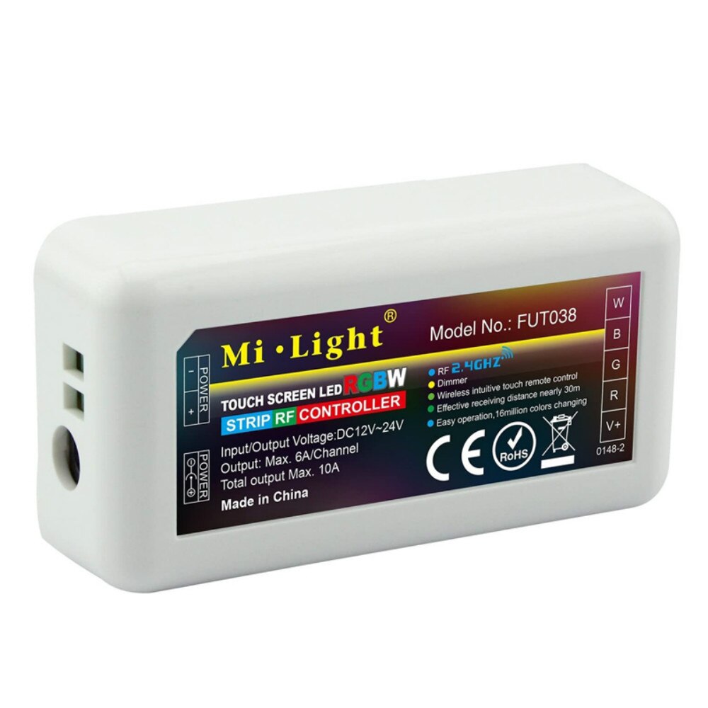 Mi.light RGBW LED Controller 12/24V FUT038+2.4G 4-Zone Wireless RF Touch Remote FUT096 For RGBWW RGBW Led Strip LED Controller