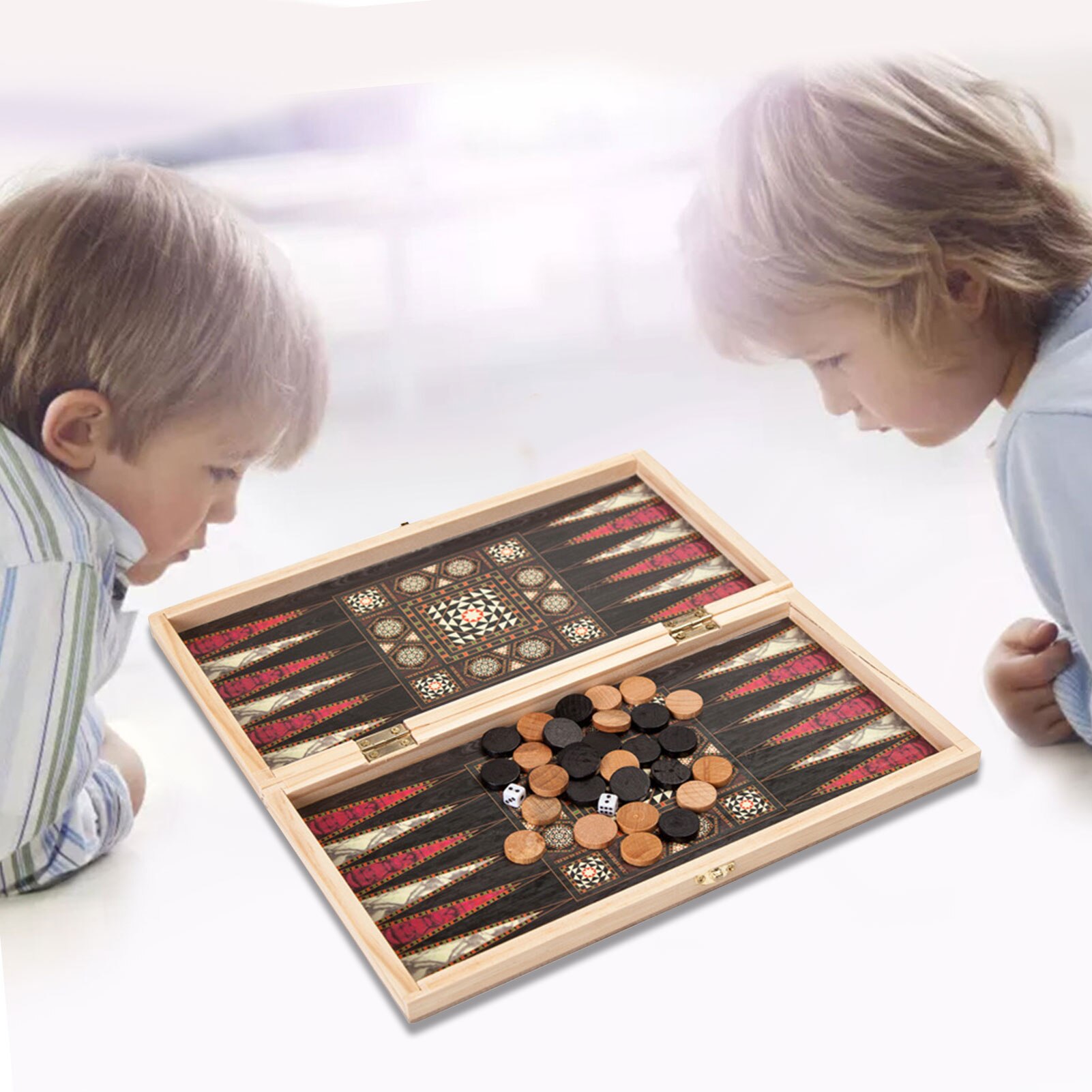 Large Hand Crafted Chess Set Portable Wooden Folding Chess Board Game Toy Family Travel Game