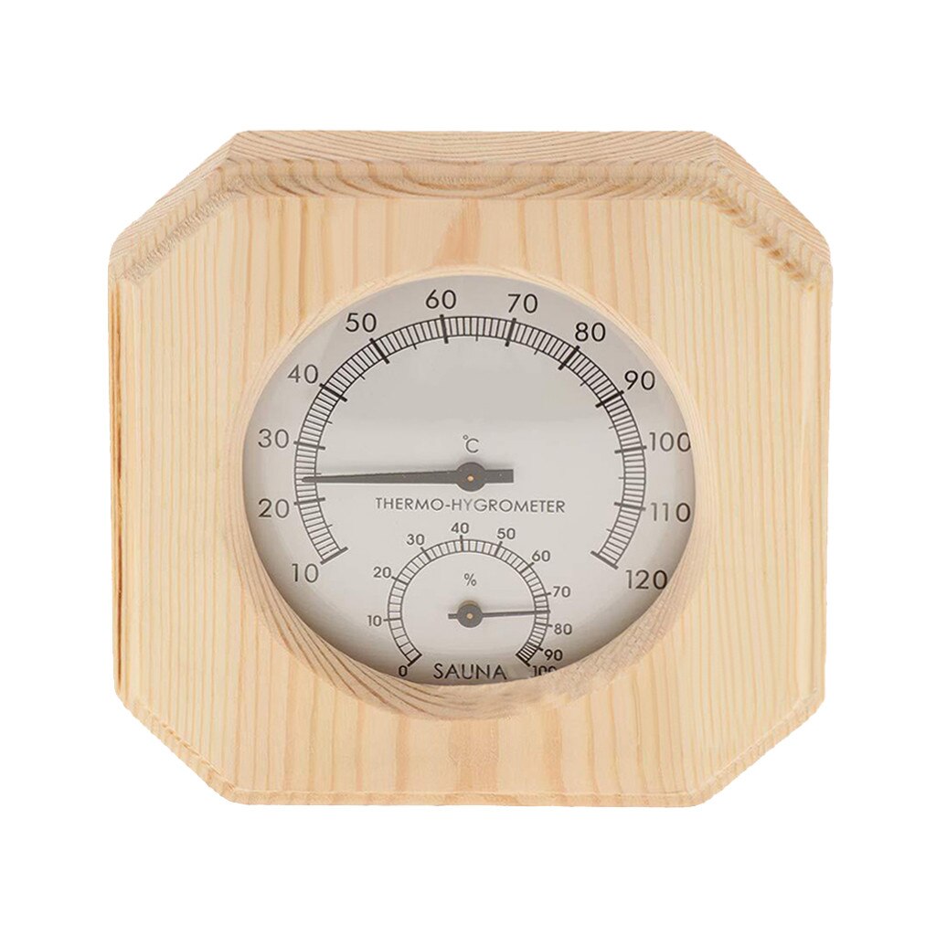 Saunatermometer&hygrometer 2 in 1 træhygrotermograf bad saunahygrometer ruminstrument fugtighedstilbehør  #1/7