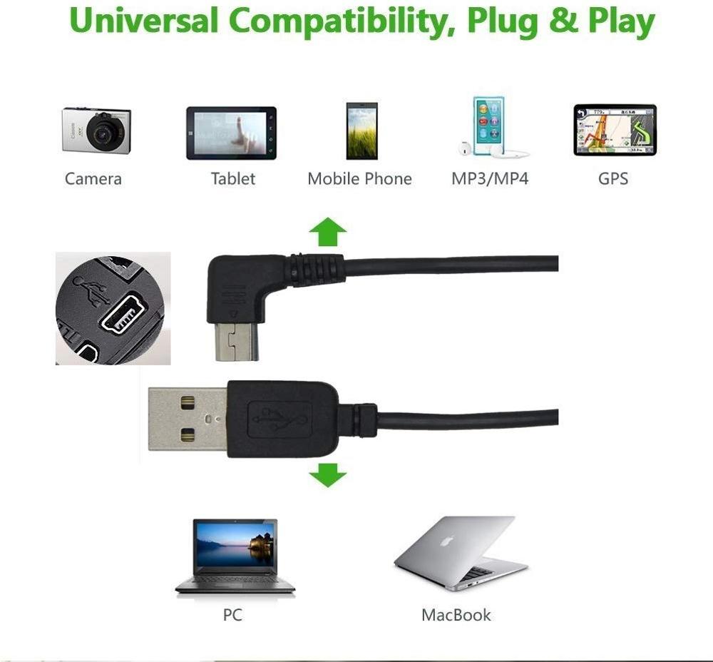 USB A male to Mini USB B 5Pin Male Right Angle Adapter Data Charge Sync Cable for phones MP3 players tablets cameras