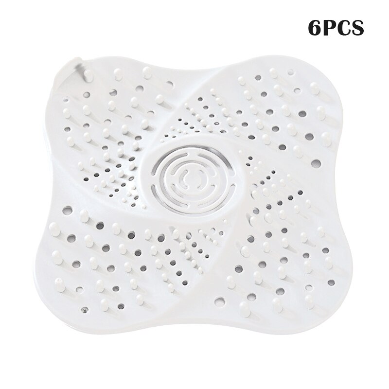 Nieuw 6 stuks doucheafvoer haarvanger badstop afdekking afvoerbeschermer tpr gootsteen afvoerzeef rioolfilters: Wit