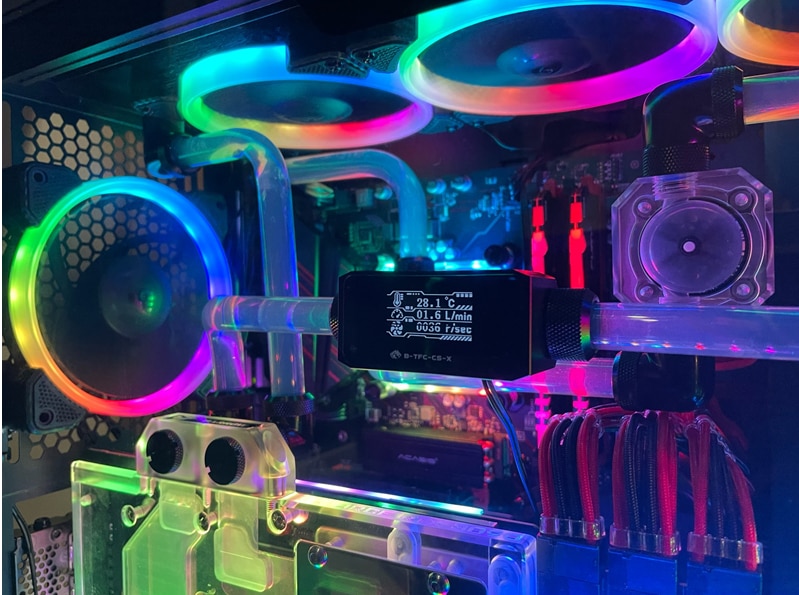 Bykski Computer Water Cooling Alarm,Digital OLED Display, Temperature + Flow + Flow Rate 3 In 1 Monitor System, B-TFC-CS-X