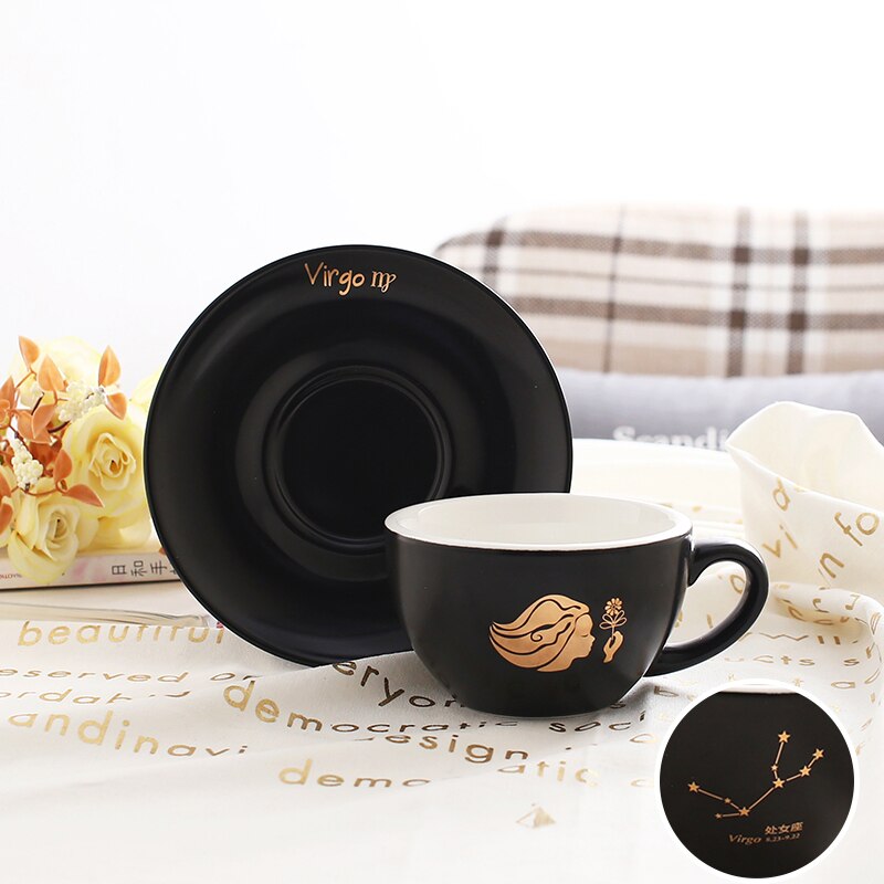 Black Ceramic Coffee Cup and Saucer Set Luxury Cappuccino Coffee Cup Set Filizanki Do Kawy Mug BD50CS: style7
