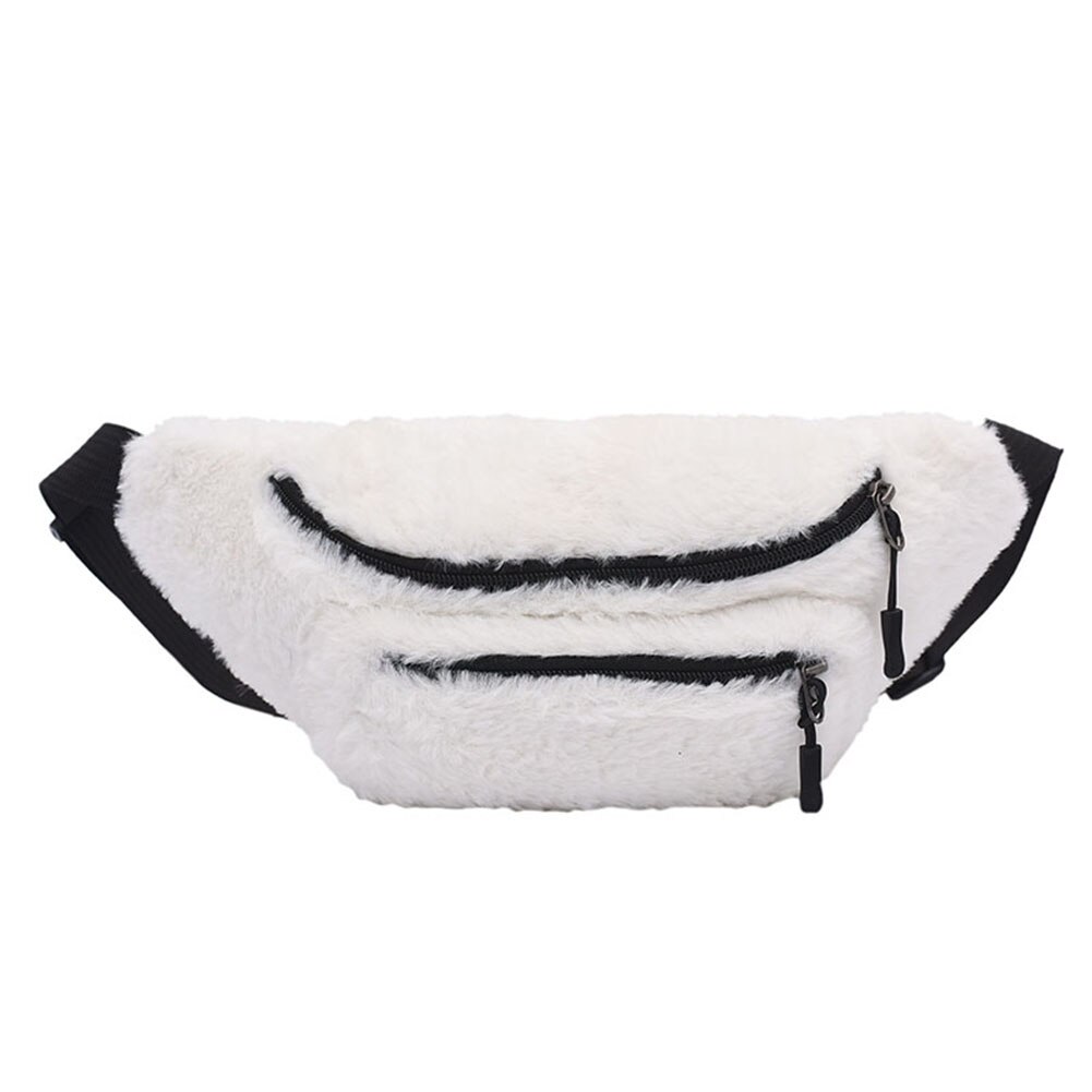 Vrouwen Pluche Borst Bag Heuptas Effen Kleur Riem Schouder Crossbody Borst Bag Vrouwelijke Fanny Pack Banaan Hip portemonnee: White